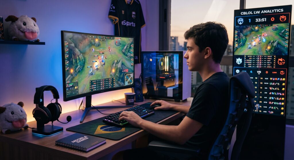 Um jovem talento focado na gameplay, apoiado por tecnologia de ponta e análise de dados em tempo real. O e-Sport brasileiro em 2026 é sobre precisão e desempenho.
